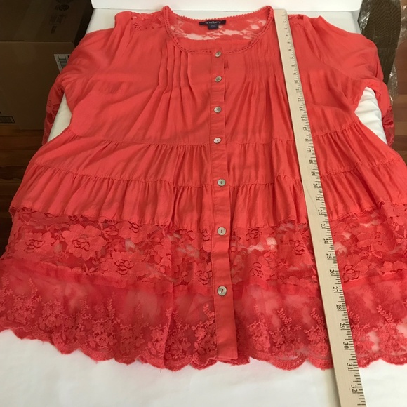 ROAMANS Lace Embroidered Tunic Babydoll Rayon Coral Women’s Plus Size 14W 1X - Picture 12 of 16